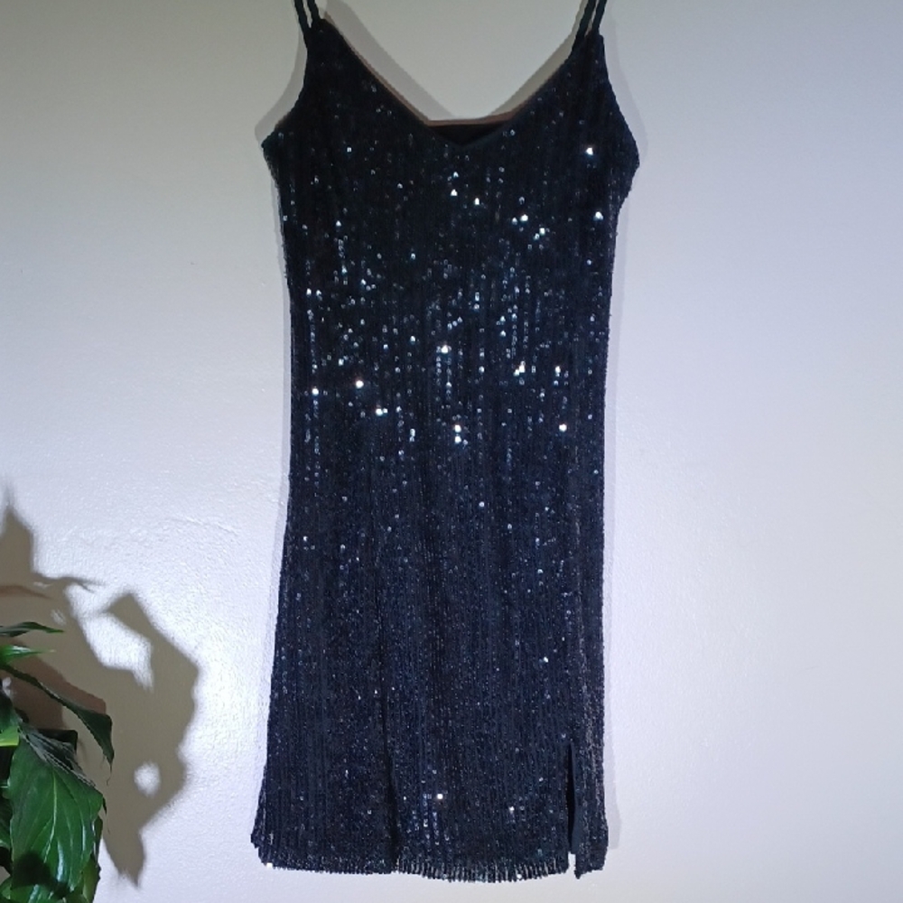 1. State Shimmering Black Mini Dress
